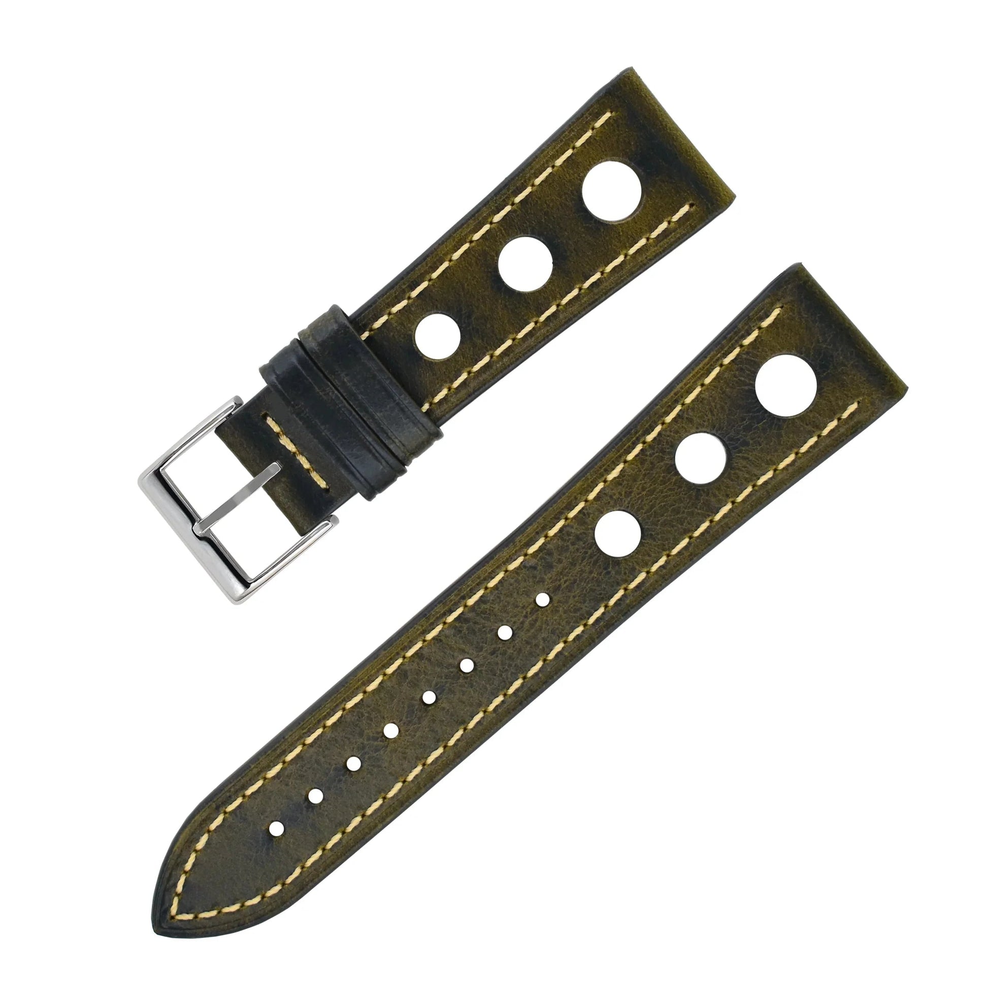 Bracelet montre cuir Racer - MONTRE A PAPY - Montre automatique seiko mod 18mmGreen