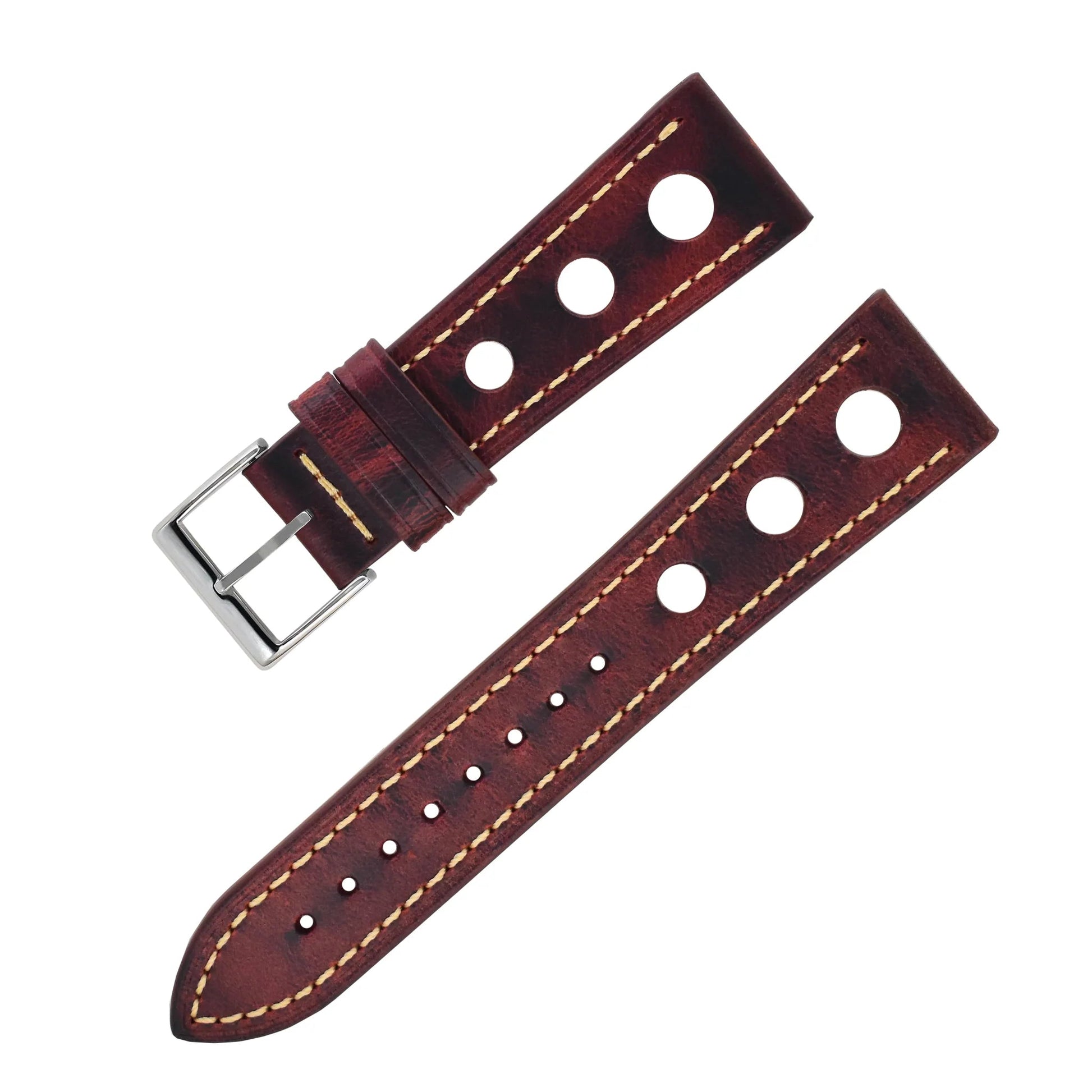 Bracelet montre cuir Racer - MONTRE A PAPY - Montre automatique seiko mod 18mmWine red