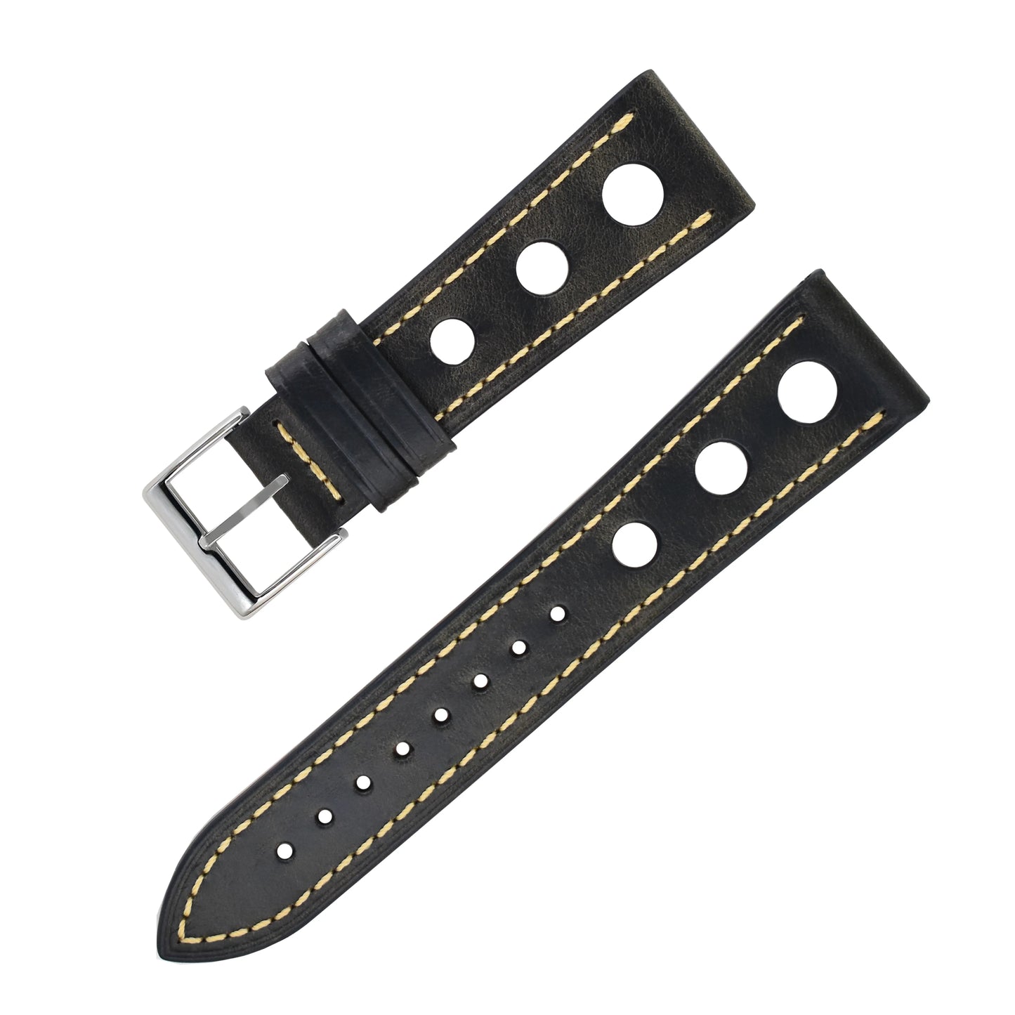 Bracelet montre cuir Racer - MONTRE A PAPY - Montre automatique seiko mod 18mmGray black