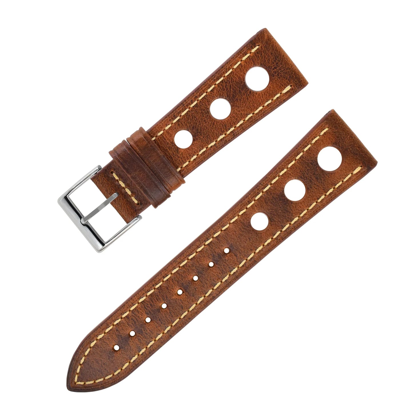 Bracelet montre cuir Racer - MONTRE A PAPY - Montre automatique seiko mod 18mmYellow brown