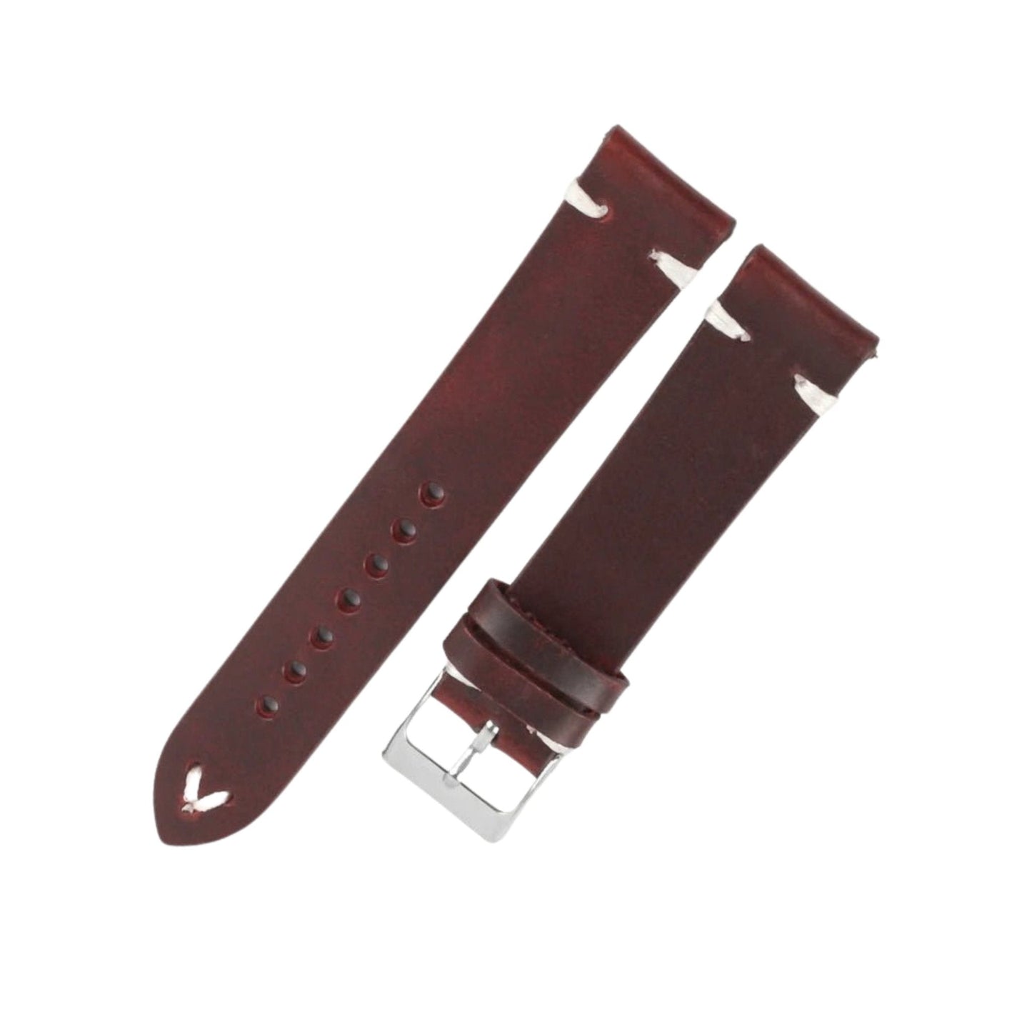 Bracelet montre cuir Vintage - MONTRE A PAPY - Montre automatique seiko mod 18mmWine Red