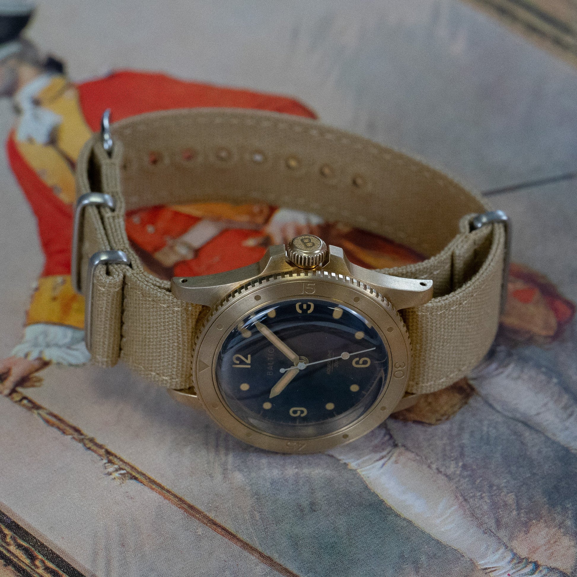 Bracelet montre Nato (toile militaire) - MONTRE A PAPY - Montre automatique seiko mod 18mmBlue