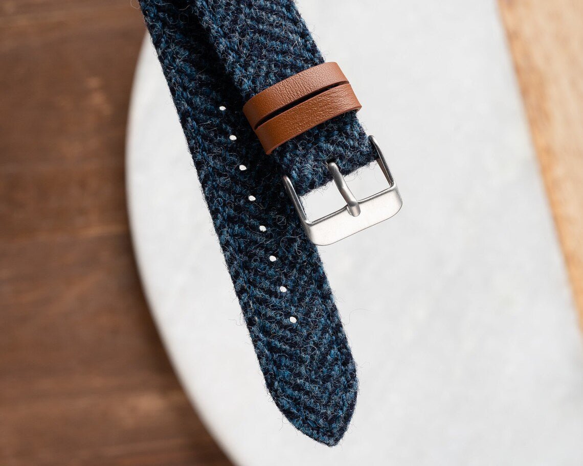 Bracelet montre Tweed - MONTRE A PAPY - Montre automatique seiko mod 18mmBleu