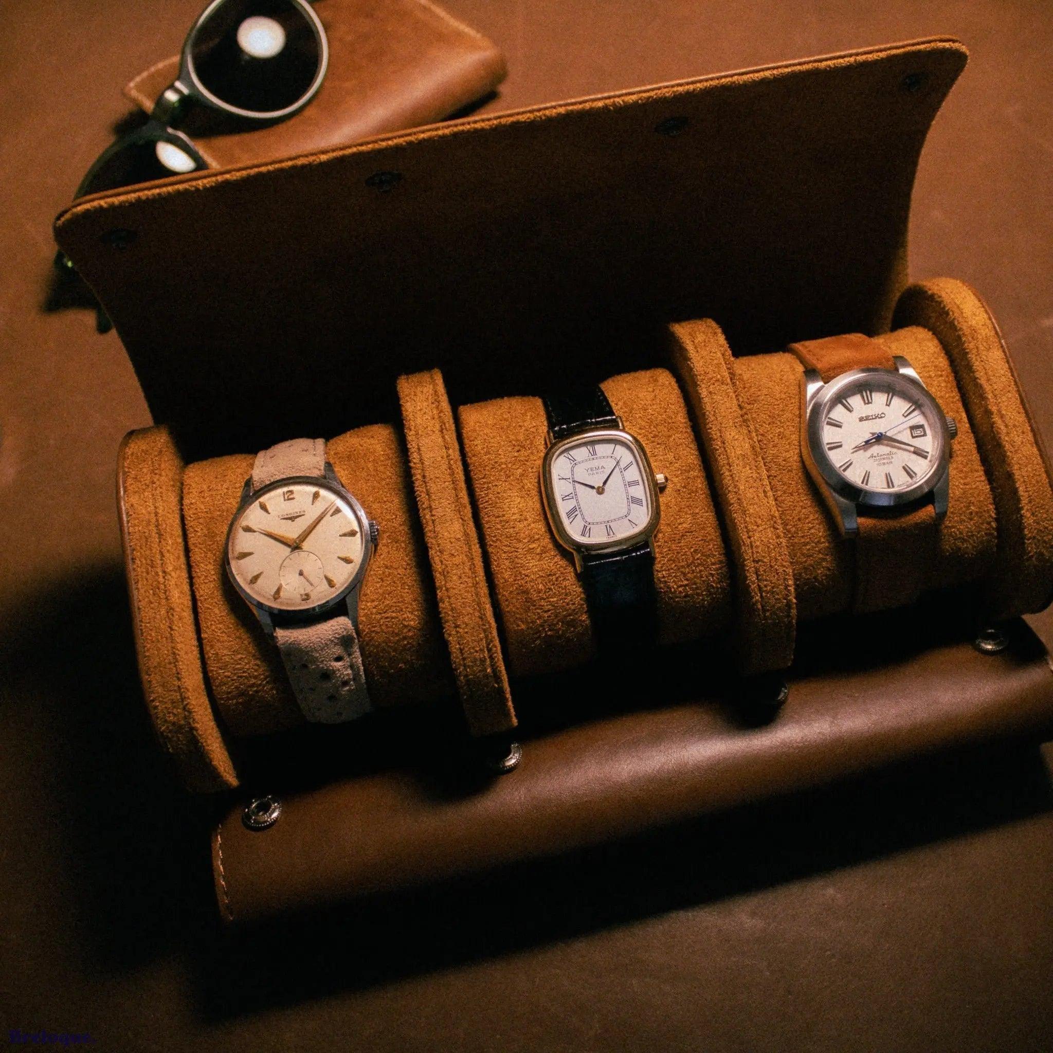 Rouleau Rangement de Montre en Cuir Watch Rolls - MONTRE A PAPY - Montre automatique seiko mod