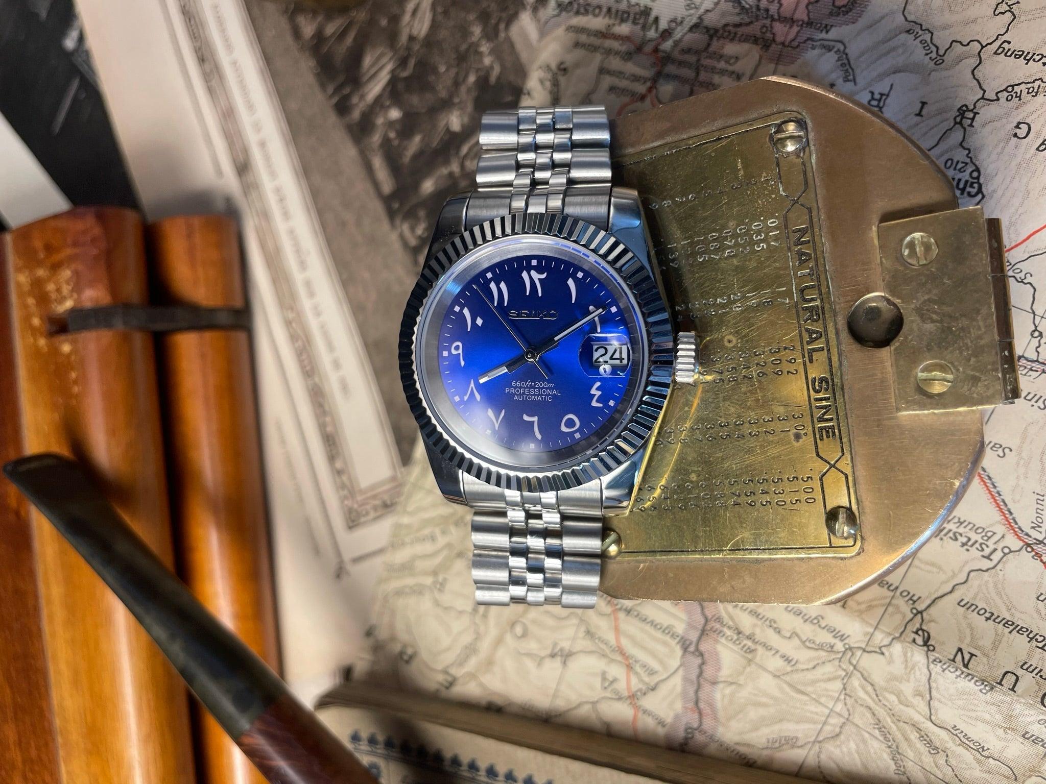 SEIKO MOD DATEJUST ARABISCH BLAU