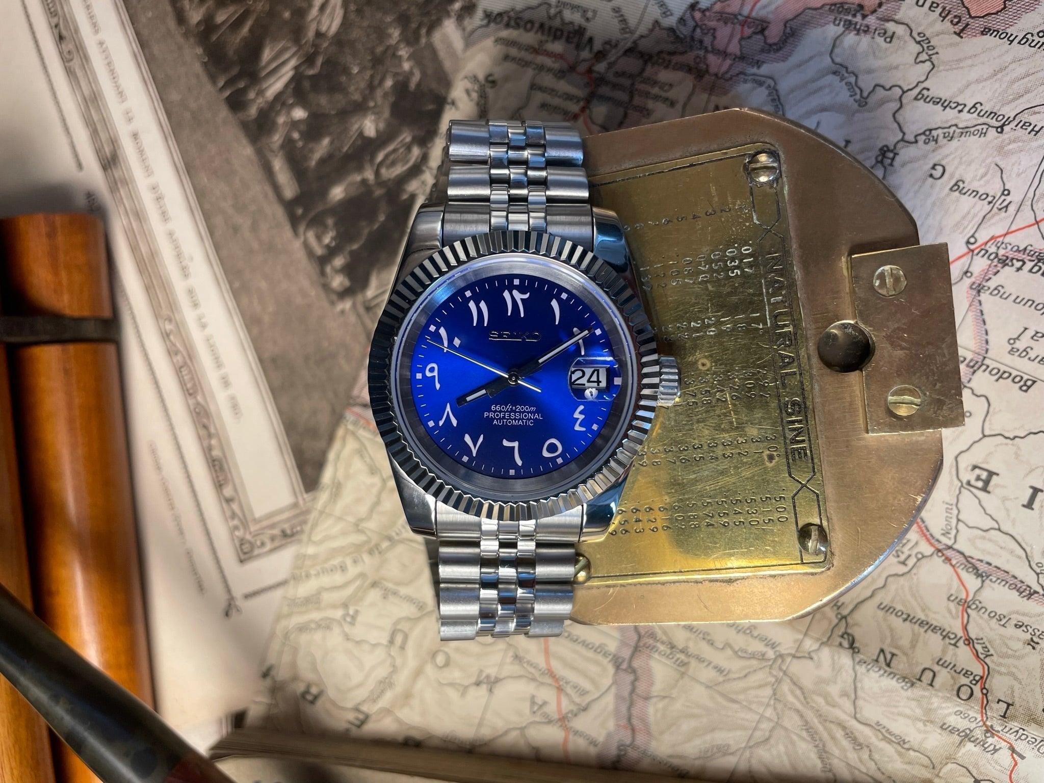 SEIKO MOD DATEJUST ARABISCH BLAU