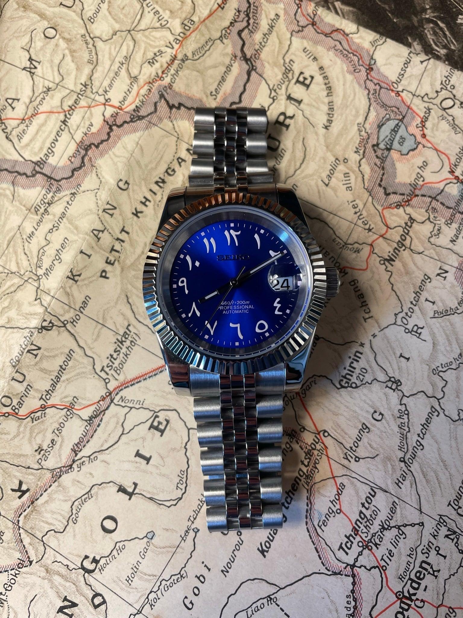 SEIKO MOD DATEJUST ARABISCH BLAU