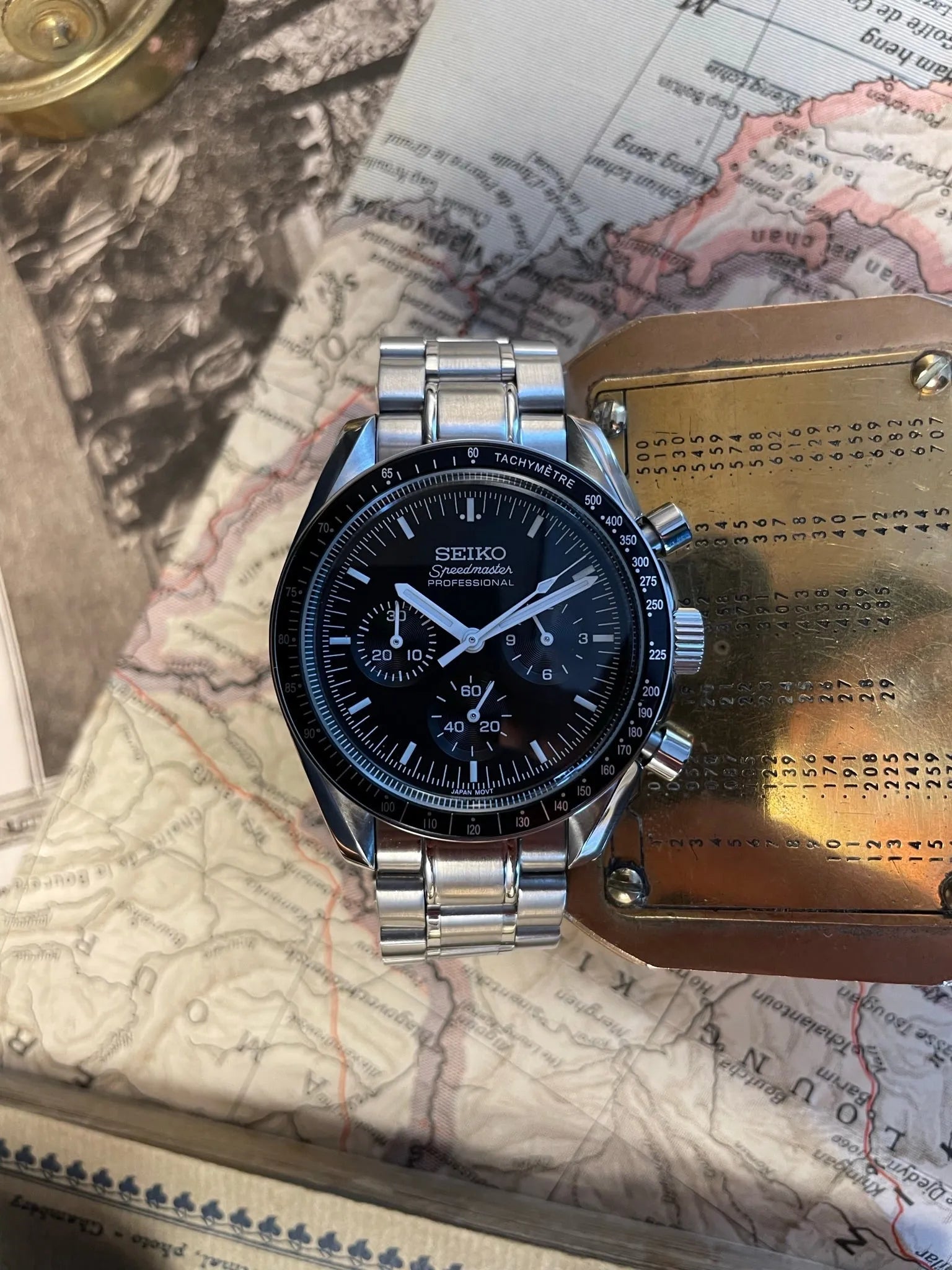 SEIKO MOD SPEEDMASTER BLACK 39MM - Montre a papy